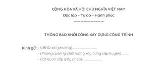 mẫu thông báo khởi công nhà ở riêng lẻ