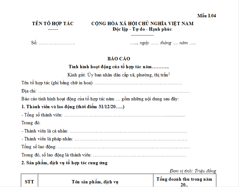 Mẫu Báo cáo chuẩn, được dùng phổ biến nhất