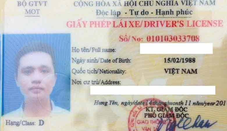 Giấy khám sức khỏe lái xe hạng d