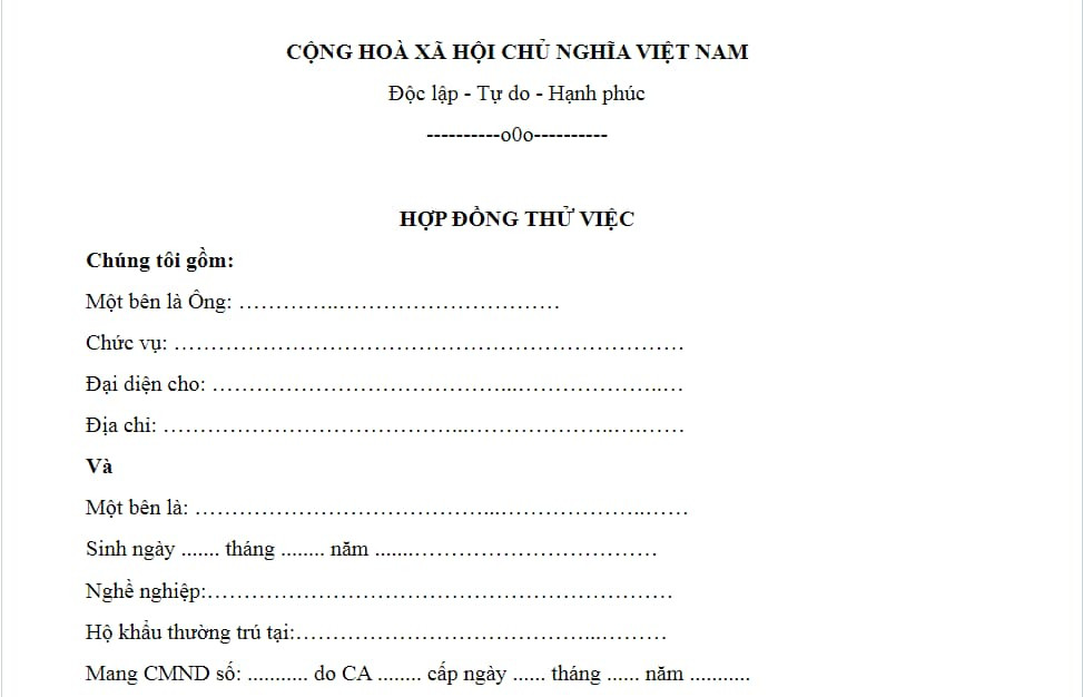 Hợp đồng thử việc có được nghỉ ngang