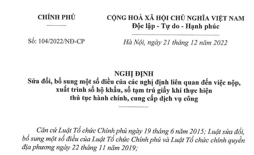 nghị định 104/2022/NĐ-CP