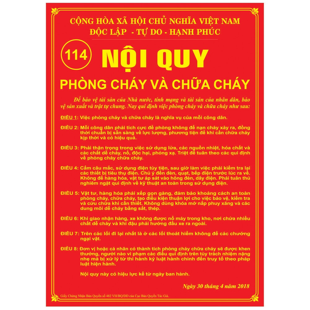 Nội quy pccc của cơ sở do ai ban hành