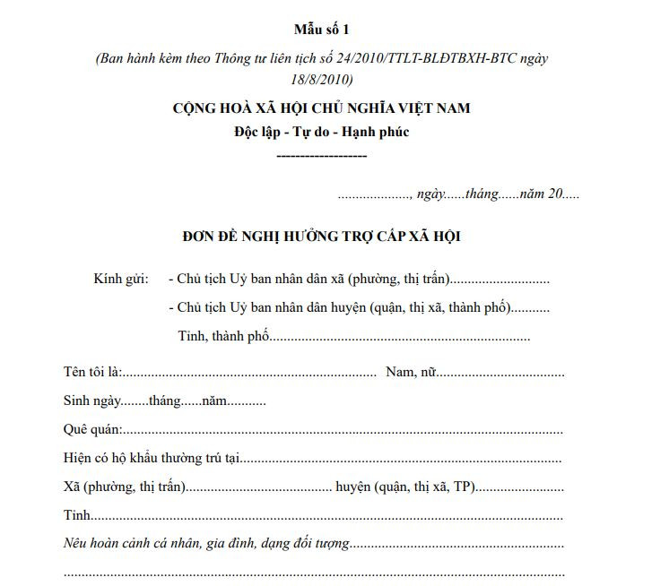 Mẫu đơn xin trợ cấp khó khăn (Cập nhật 2023)