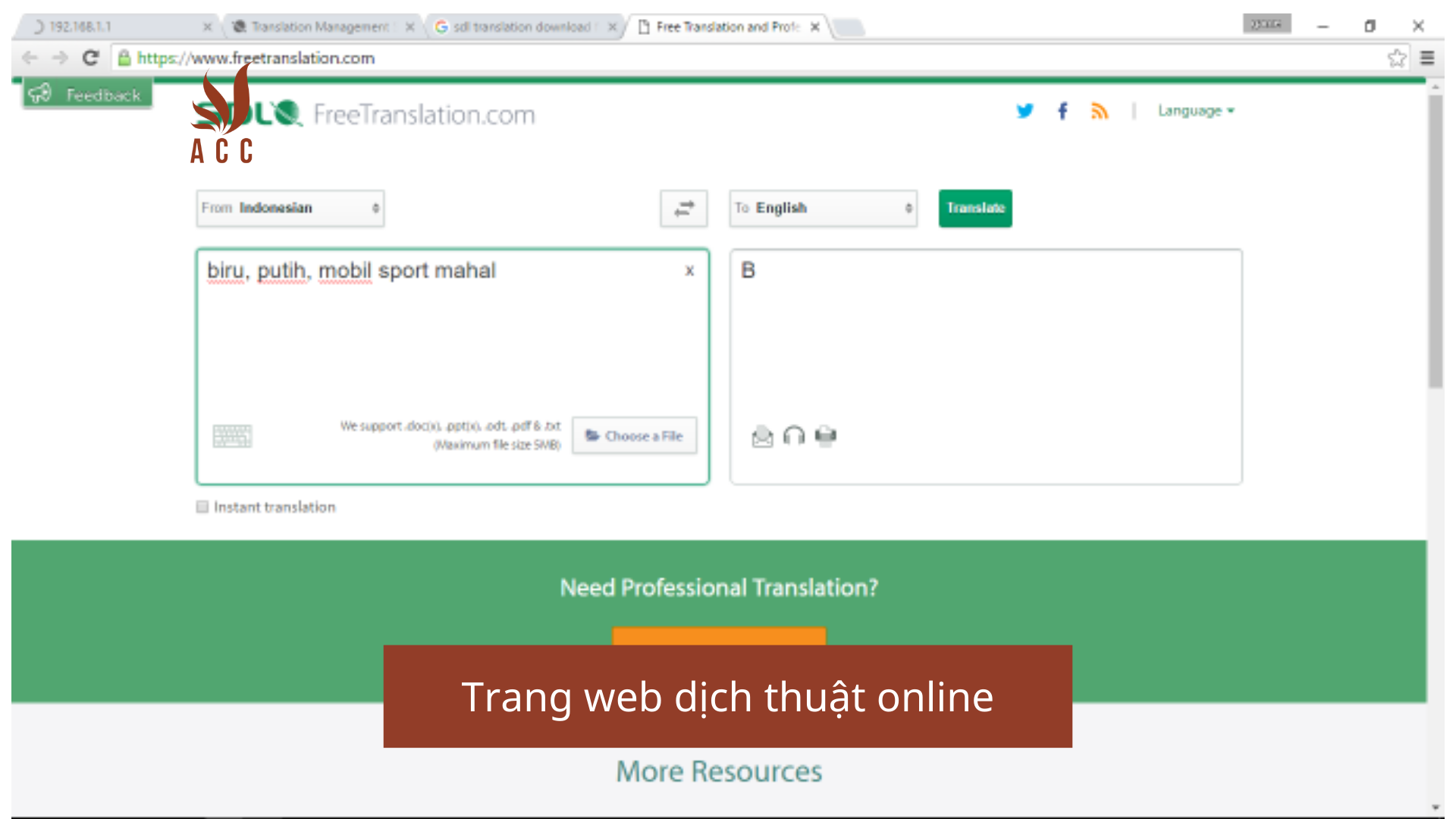 Trang web dịch thuật online