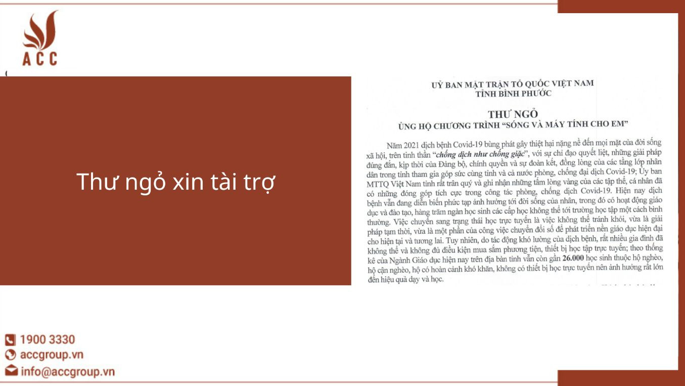 Thư ngỏ xin tài trợ