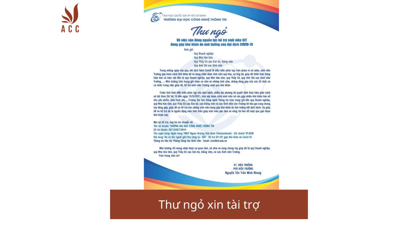 Thư ngỏ xin tài trợ