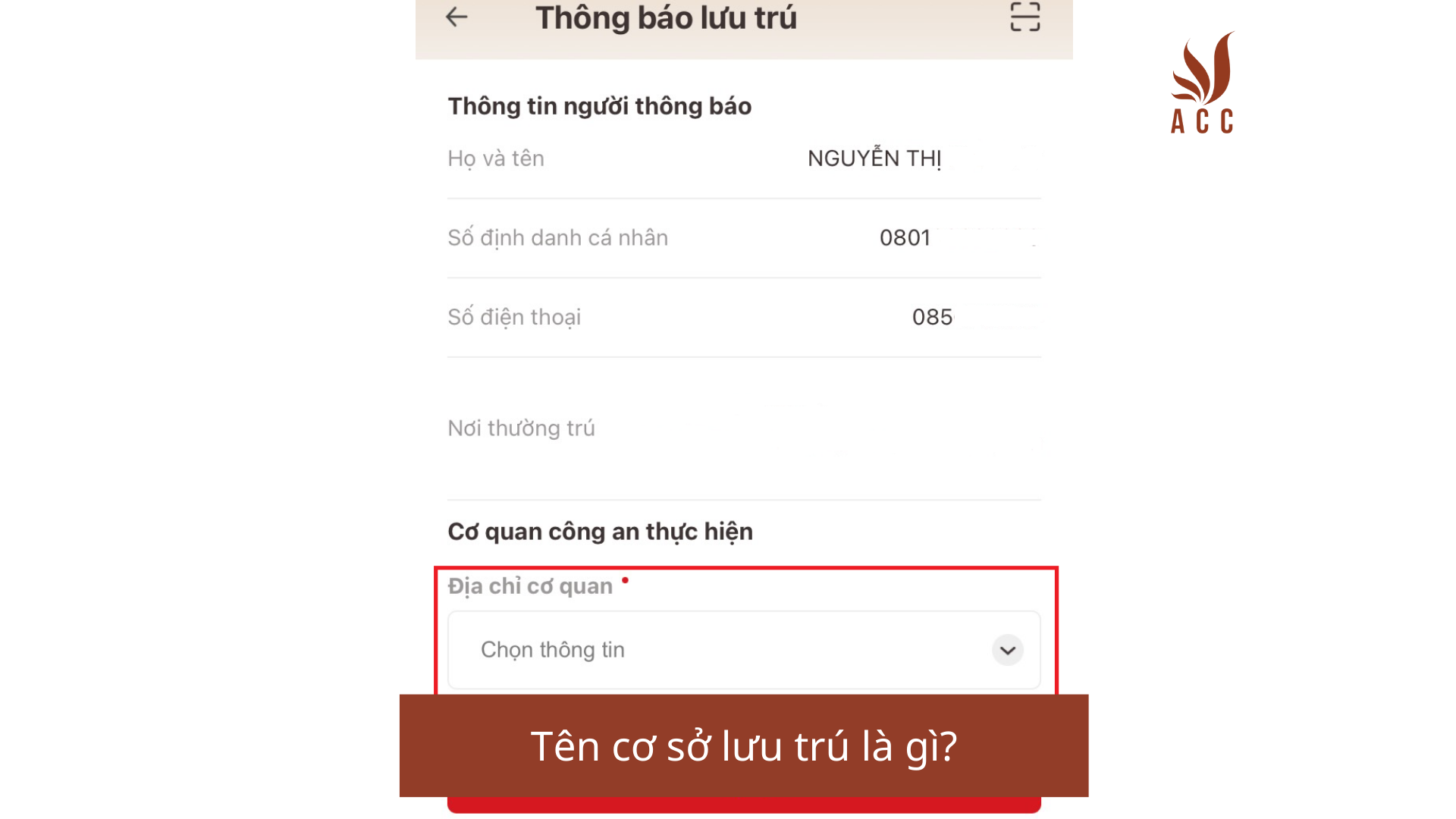 Tên cơ sở lưu trú là gì?