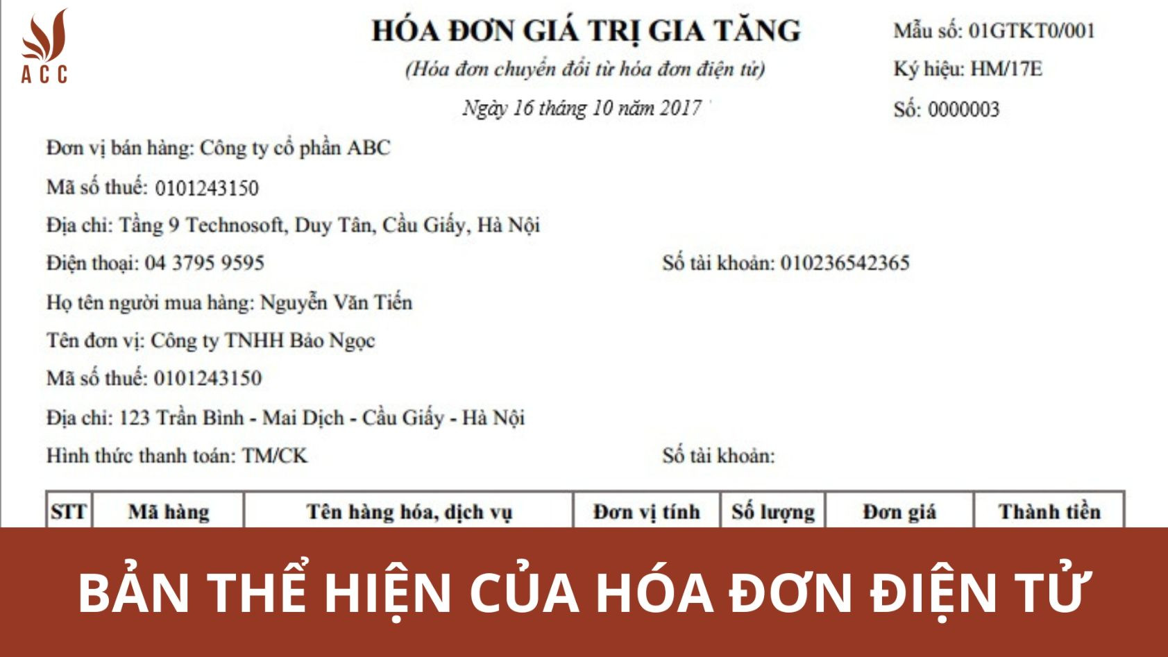 Bản thể hiện của hóa đơn điện tử là gì?