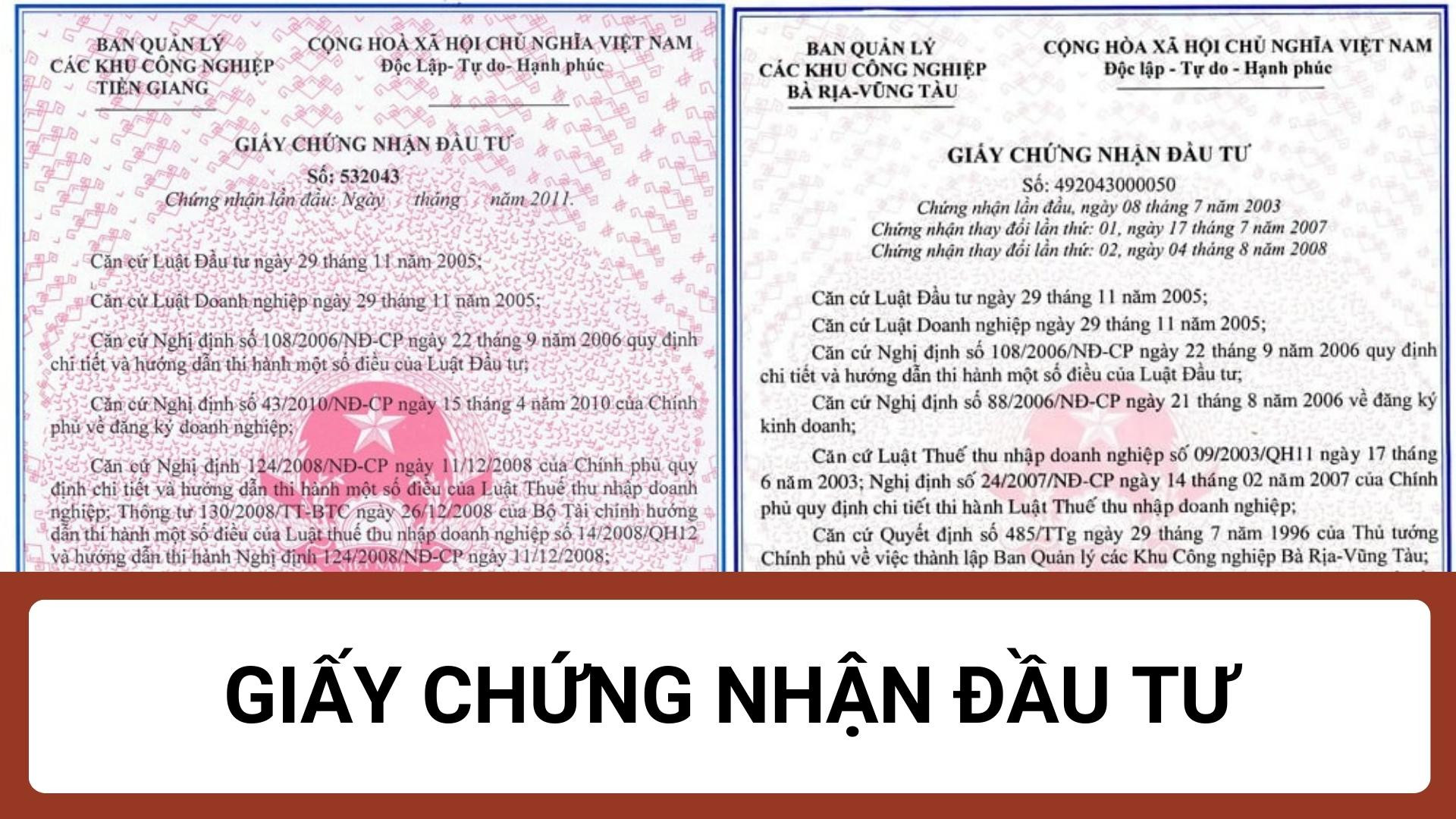 Giấy chứng nhận đầu tư