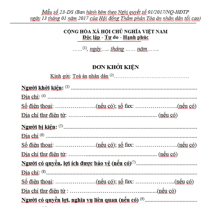 Hướng dẫn viết đơn khởi kiện ly hôn đơn phương mới nhất