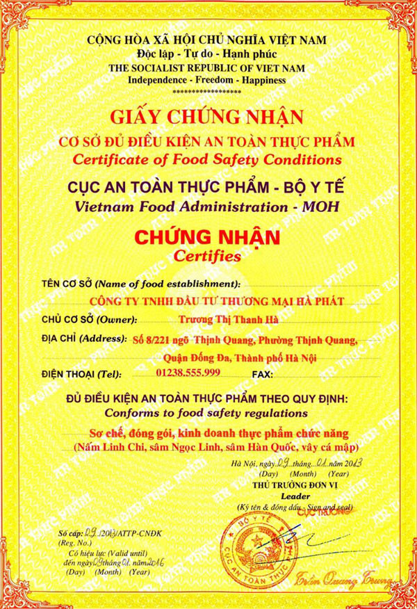 Giấy phép vệ sinh an toàn thực phẩm Quận Đống Đa [Mới nhất 2023]