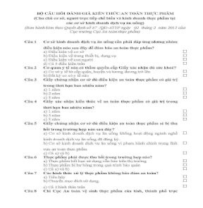 Bộ câu hỏi đánh giá kiến thức an toàn thực phẩm [Mới nhất 2023]