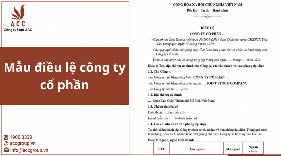 Mẫu điều lệ công ty cổ phần