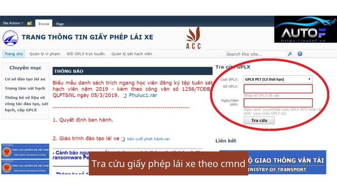Tra cứu giấy phép lái xe theo cmnd