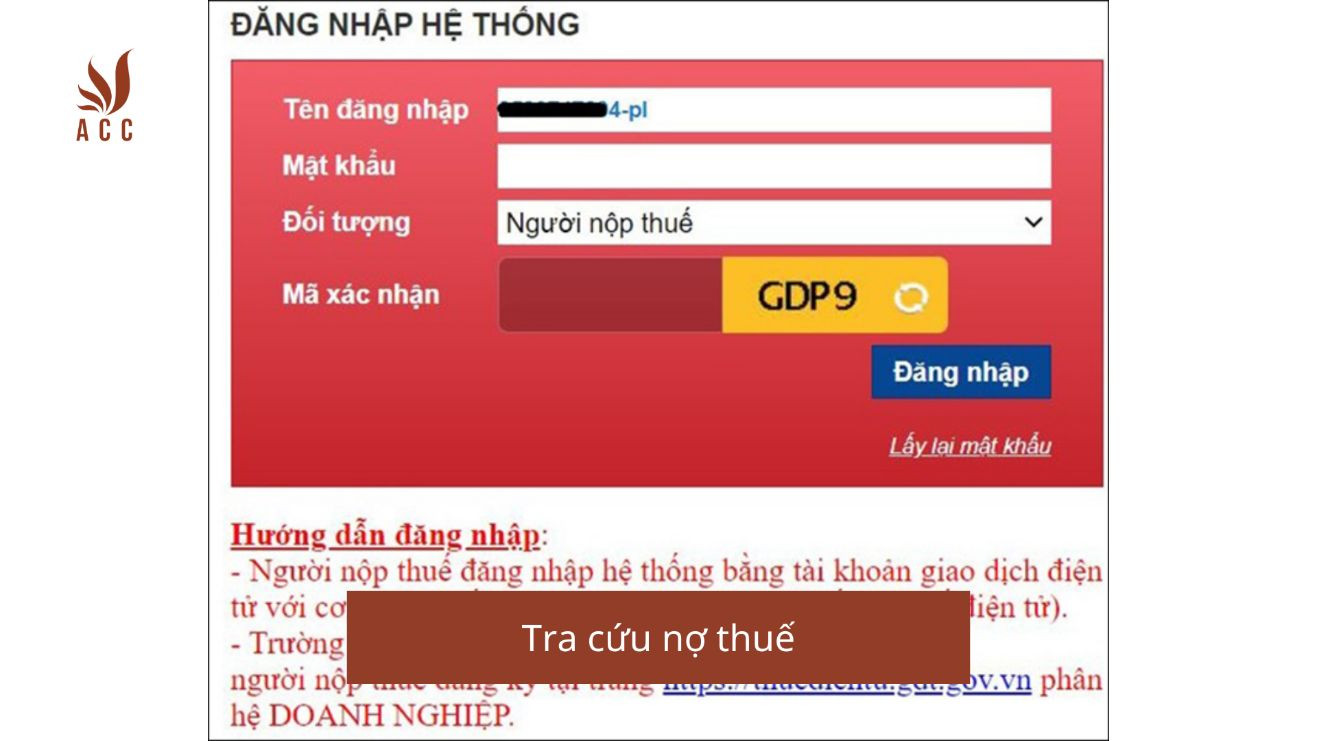 Tra cứu nợ thuế