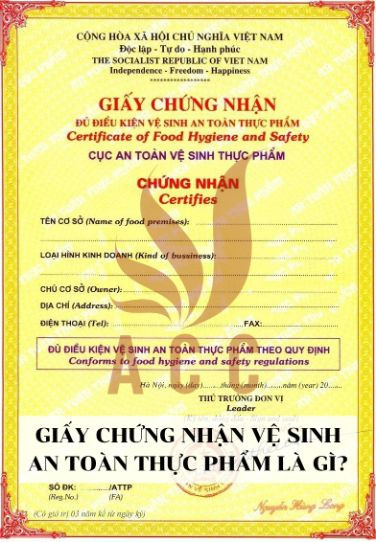 Giấy chứng nhận vệ sinh an toàn thực phẩm là gì?