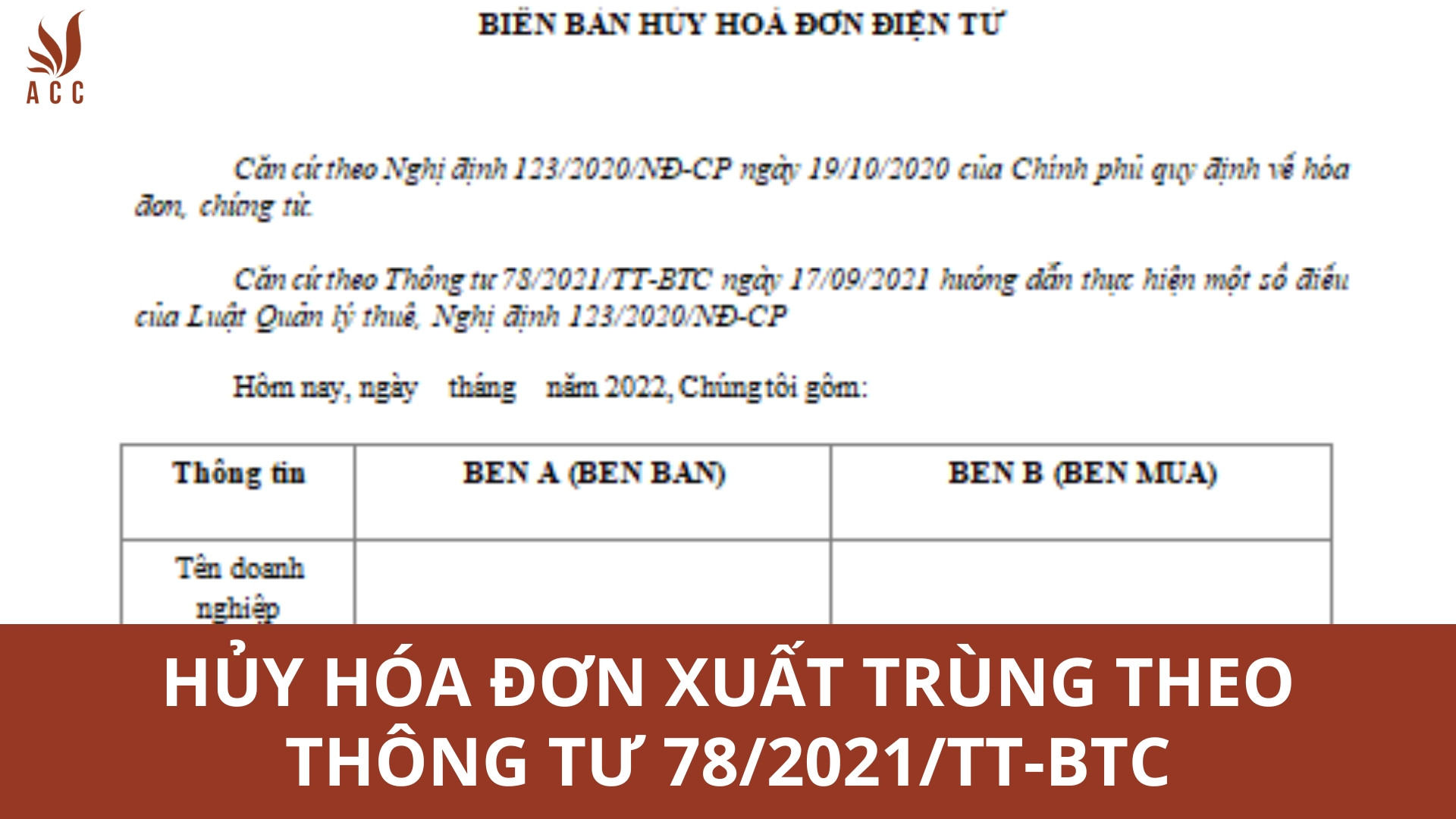 Hủy hóa đơn xuất trùng theo thông tư 78/2021/TT-BTC