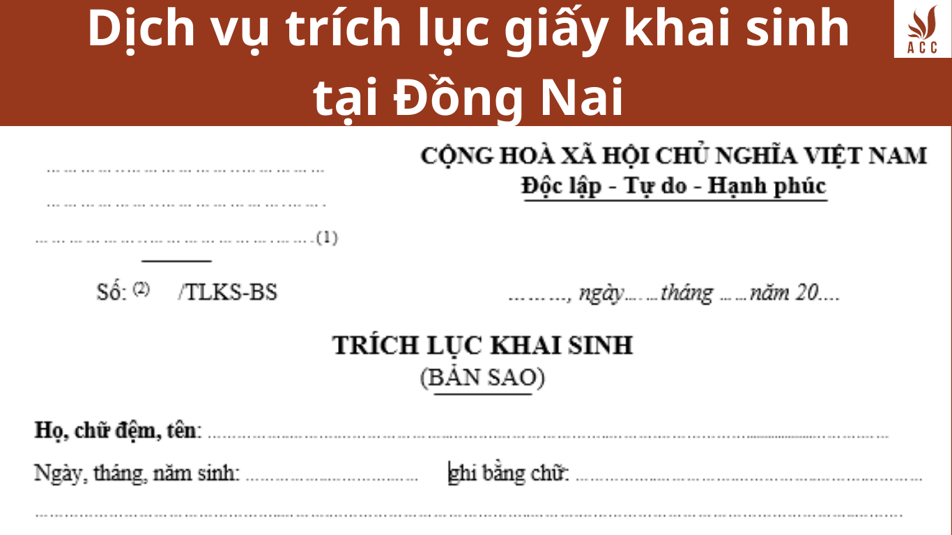 Trích lục giấy khai sinh tại Đồng Nai