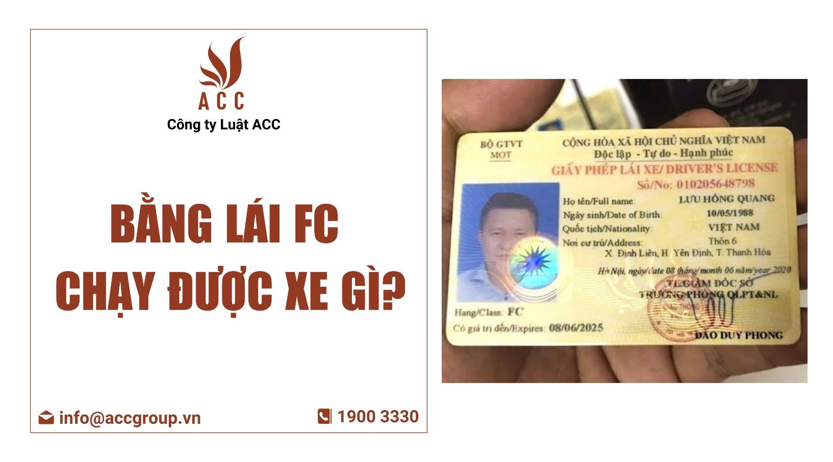 Bằng lái FC chạy được xe gì?