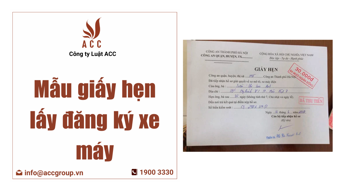 Mẫu giấy hẹn lấy đăng ký xe máy