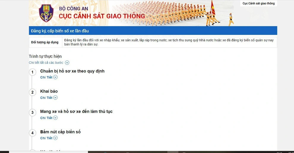 đăng ký xe online cục cảnh sát giao thông
