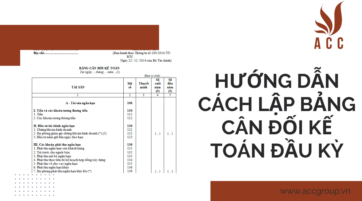 Hướng dẫn cách lập bảng cân đối kế toán đầu kỳ