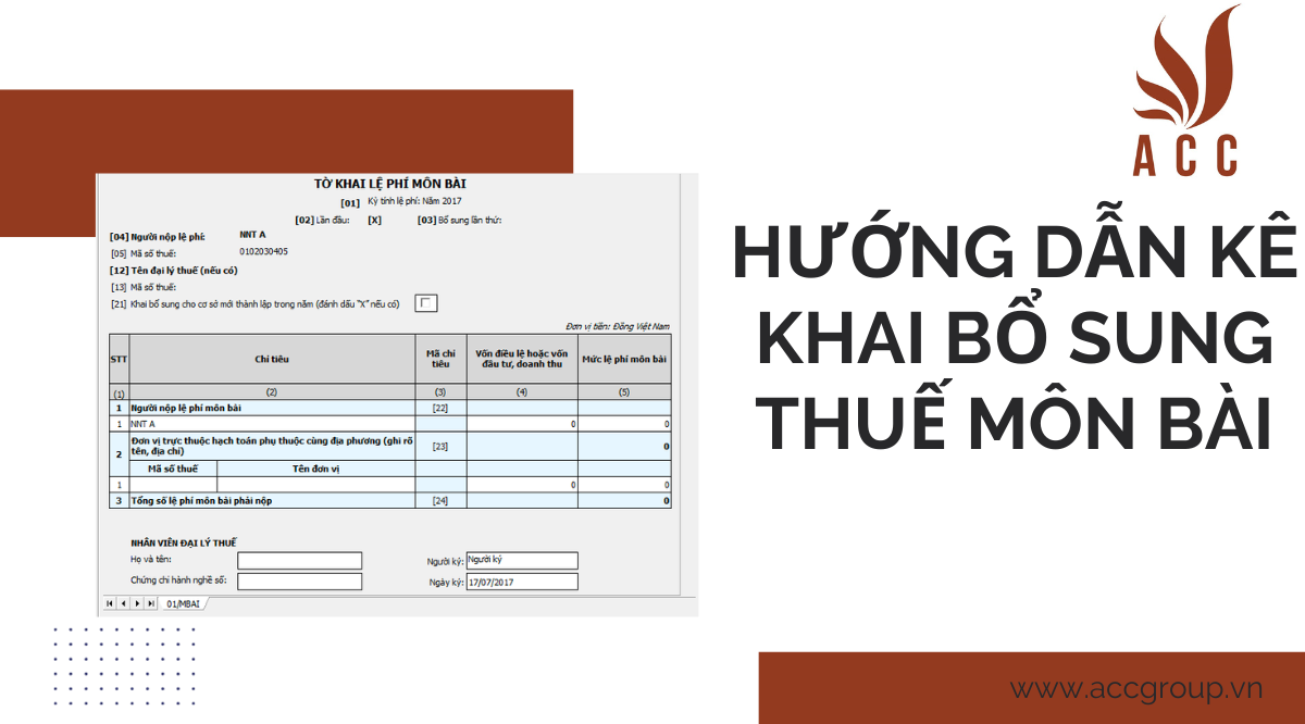 Hướng dẫn kê khai bổ sung thuế môn bài