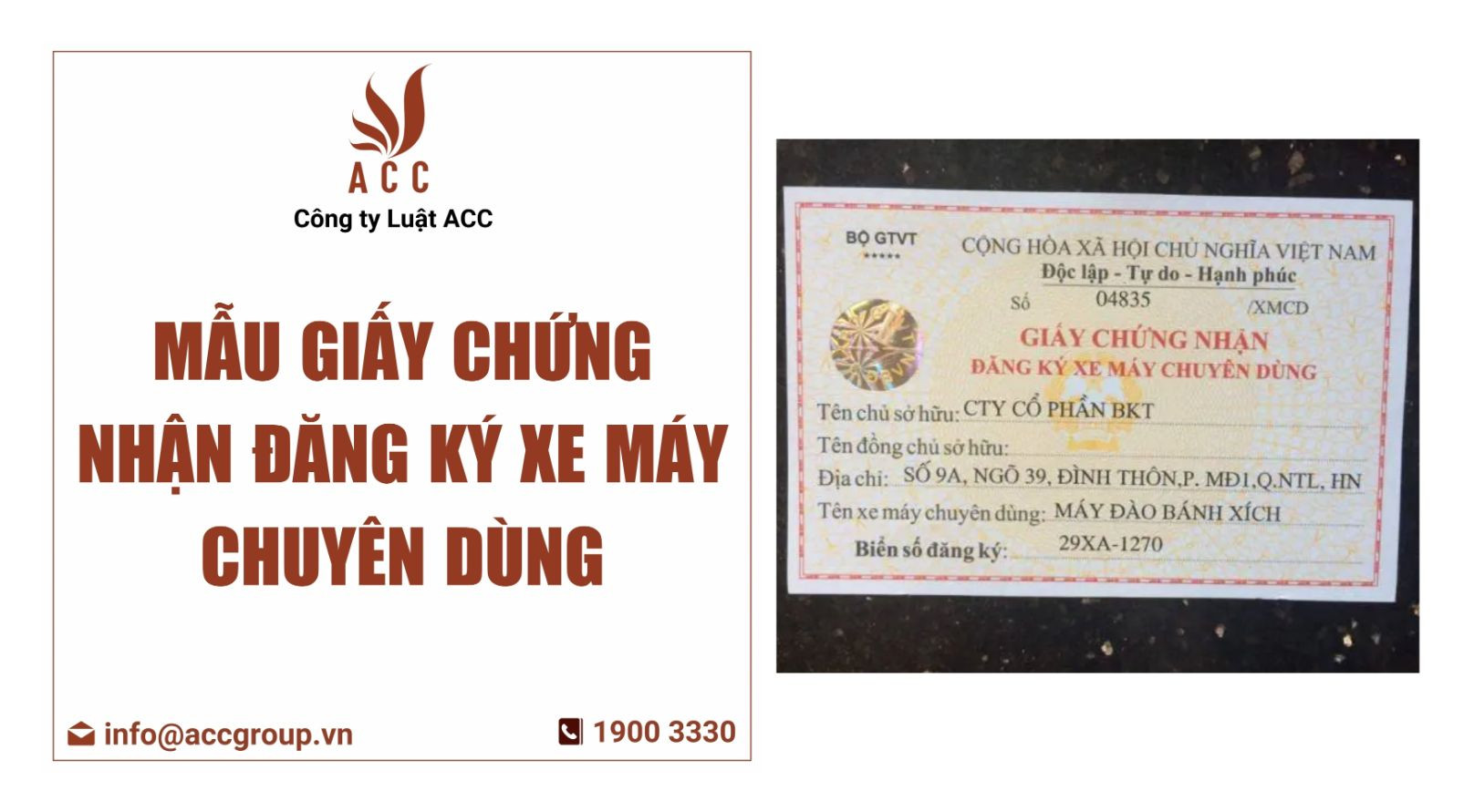mẫu giấy chứng nhận đăng ký xe máy chuyên dùng