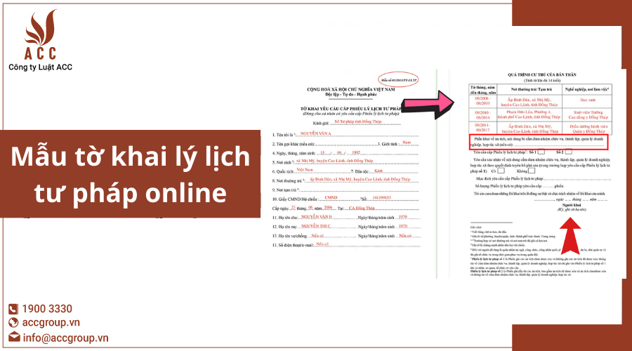 Mẫu tờ khai lý lịch tư pháp online