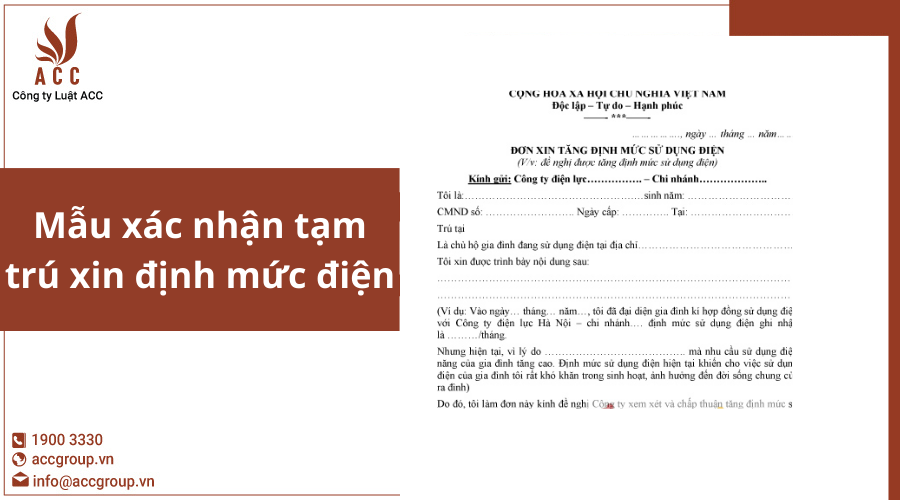 Mẫu xác nhận tạm trú xin định mức điện