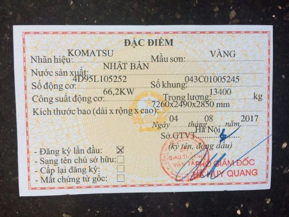 Mẫu Giấy Chứng Nhận Đăng Ký Xe Máy Chuyên Dùng Theo Thông Tư 22/2019/TT-BGTVT