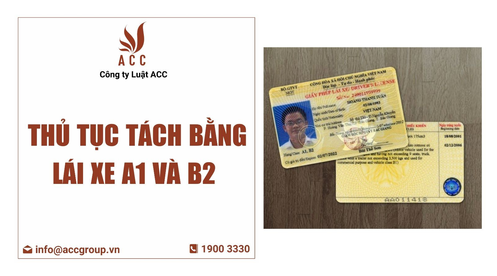 tách bằng lái xe A1 và B2