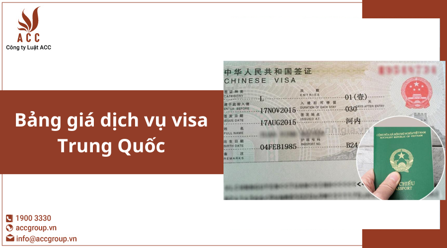 Bảng giá dịch vụ visa Trung Quốc