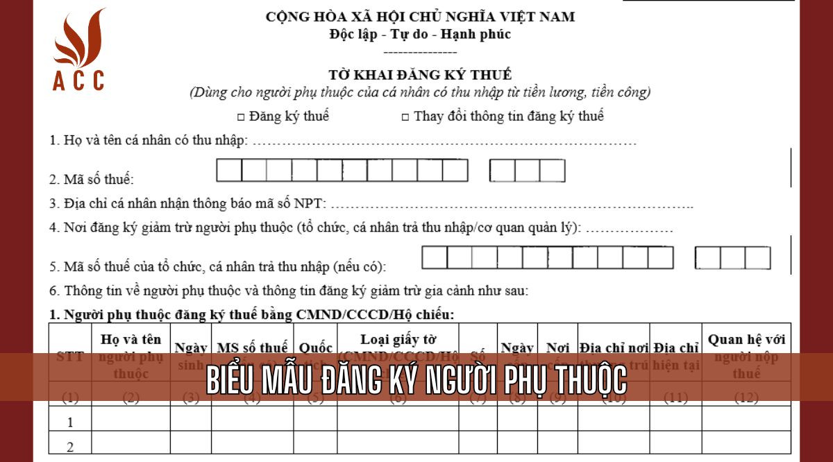 Biểu mẫu đăng ký người phụ thuộc