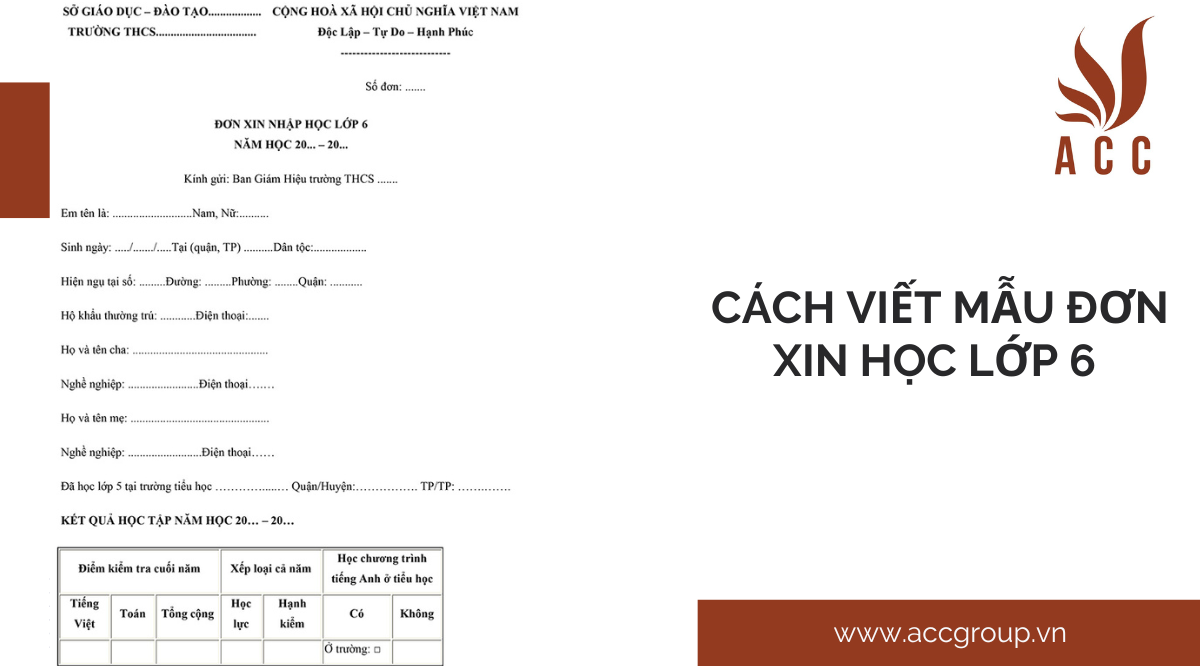  Cách viết mẫu đơn xin học lớp 6