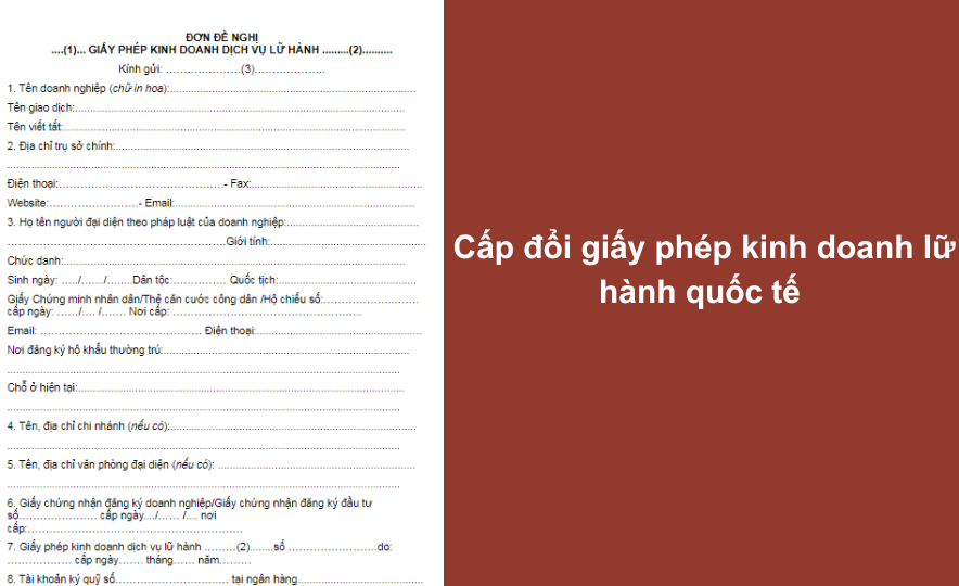  Cấp đổi giấy phép kinh doanh lữ hành quốc tế