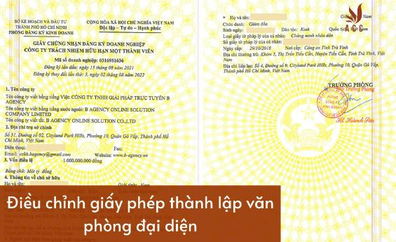 Điều chỉnh giấy phép thành lập văn phòng đại diện