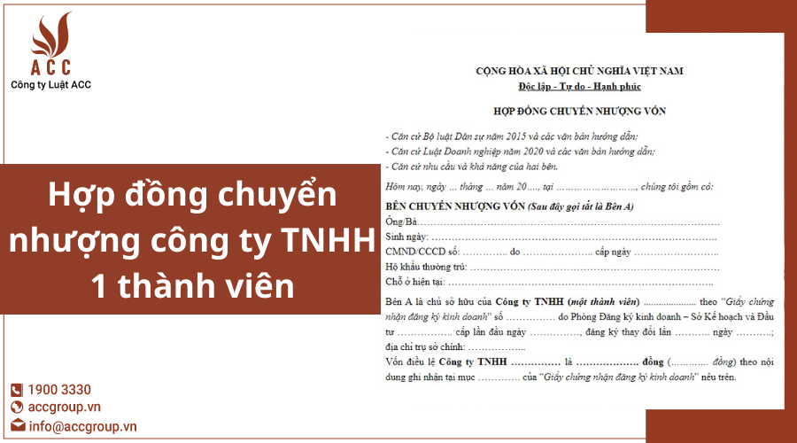 Mẫu hợp đồng chuyển nhượng công ty TNHH 1 thành viên