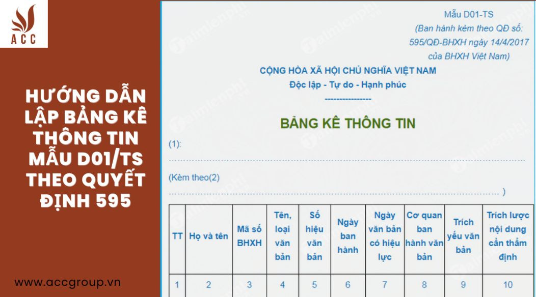 Hướng dẫn lập bảng kê thông tin mẫu D01/TS theo quyết định 595