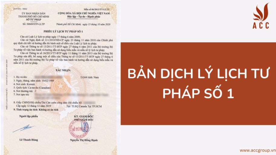 Bản dịch Lý lịch tư pháp số 1