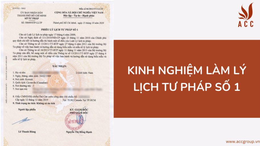 Kinh nghiệm làm Lý lịch tư pháp số 1