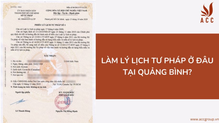 Làm lý lịch tư pháp ở đâu tại Quảng Bình?