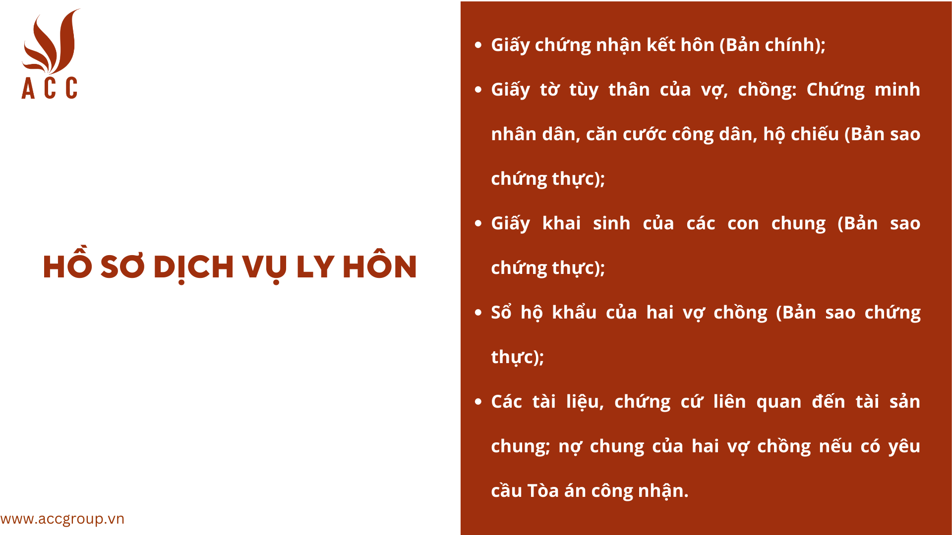 Hồ sơ dịch vụ ly hôn