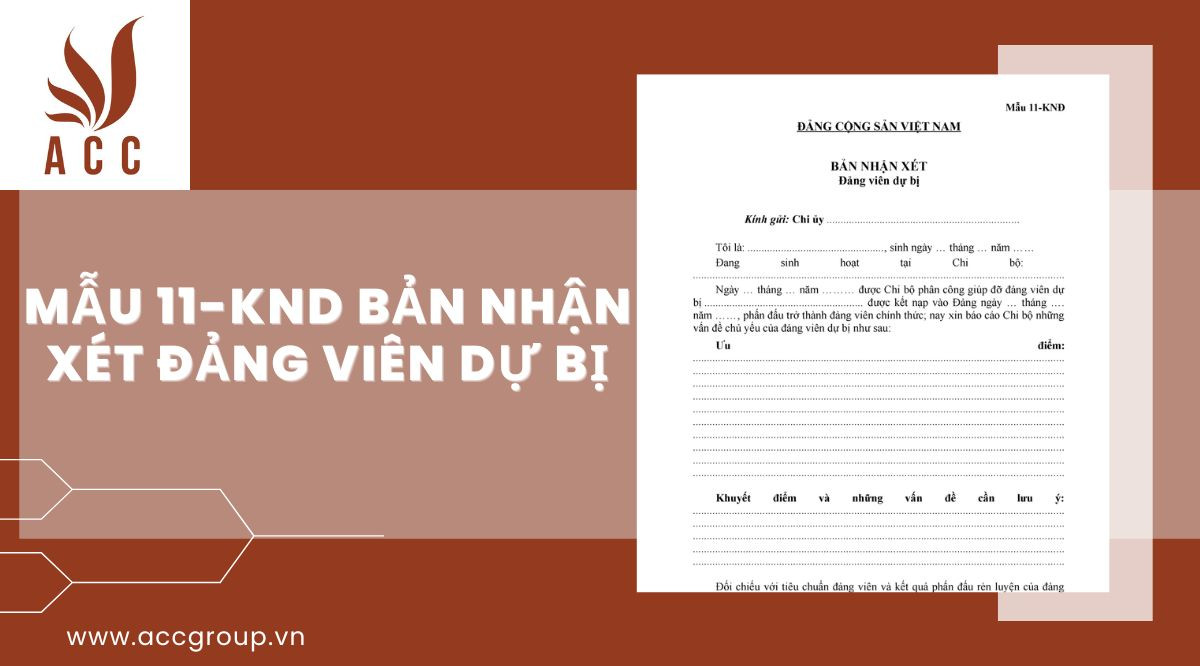 Mẫu 11-KND Bản Nhận xét đảng viên dự bị