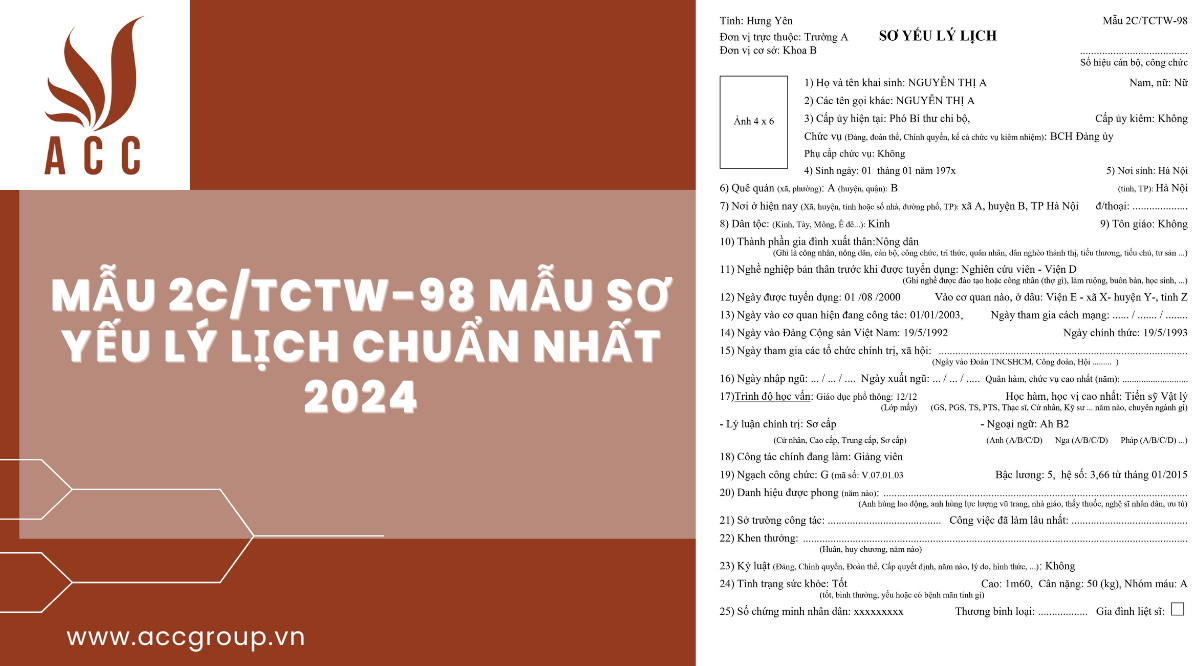 Mẫu 2C/TCTW-98 mẫu sơ yếu lý lịch chuẩn nhất 2024
