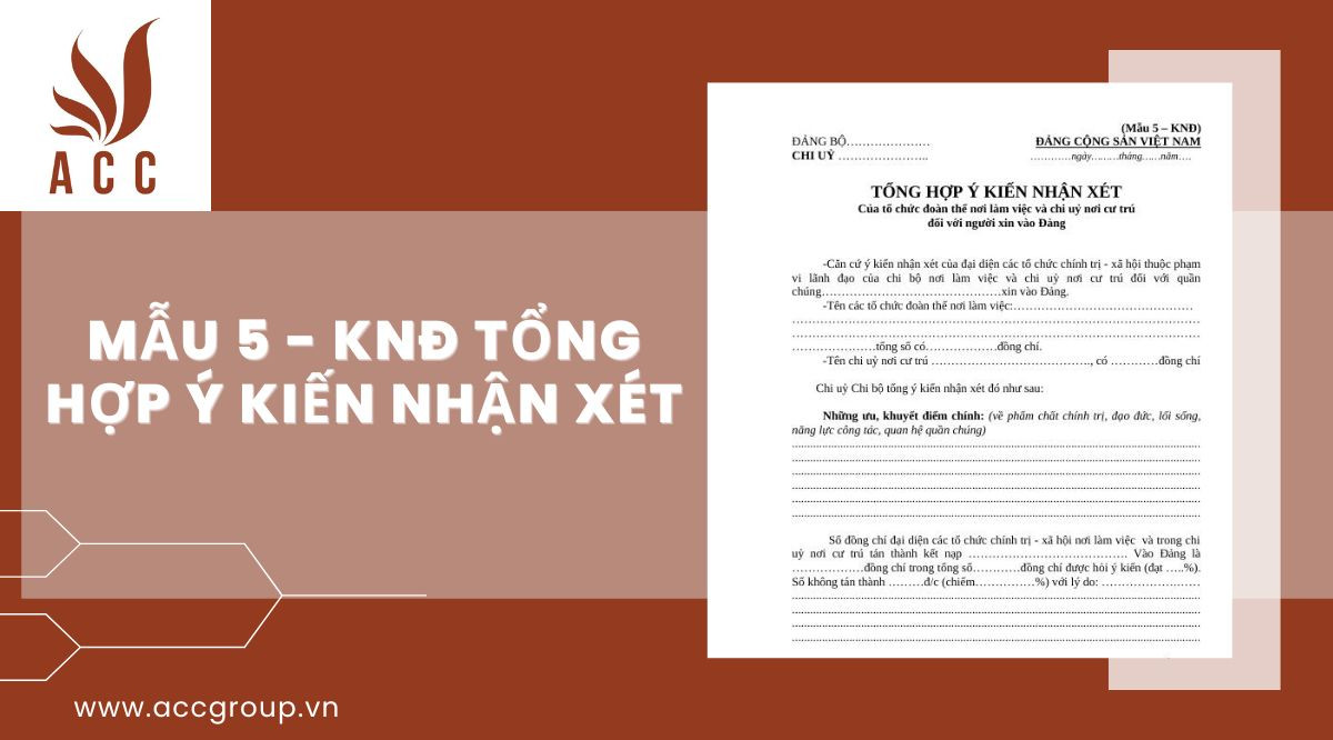 Mẫu 5 - KNĐ Tổng hợp ý kiến nhận xét