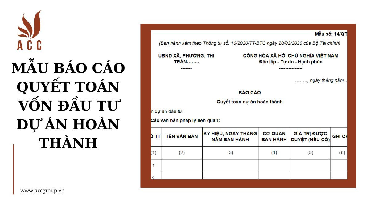 Mẫu báo cáo quyết toán vốn đầu tư dự án hoàn thành