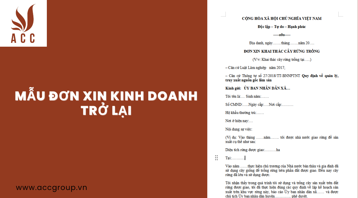 Mẫu đơn xin kinh doanh trở lại