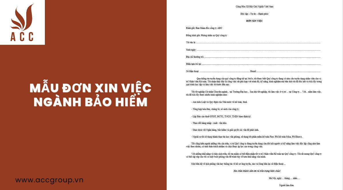 Mẫu đơn xin việc ngành bảo hiểm