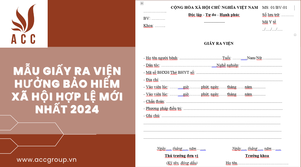 Mẫu giấy ra viện hưởng bảo hiểm xã hội hợp lệ mới nhất 2024